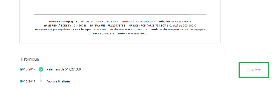 supprimer un paiement sur Debitoor